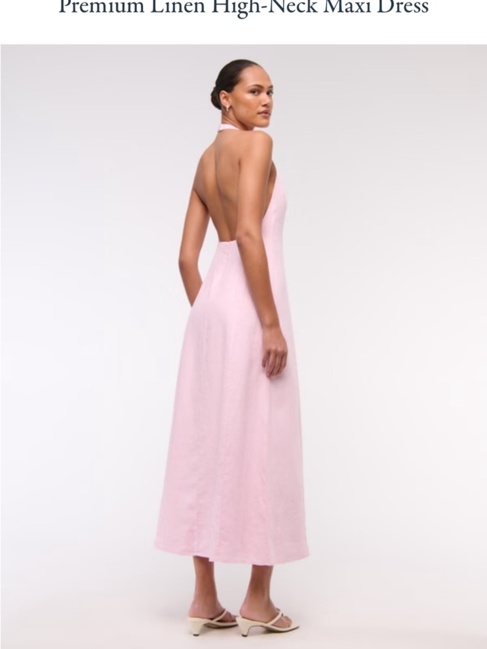 Abercrombie & Fitch Light Pink Backless High-Neck Maxi Dress